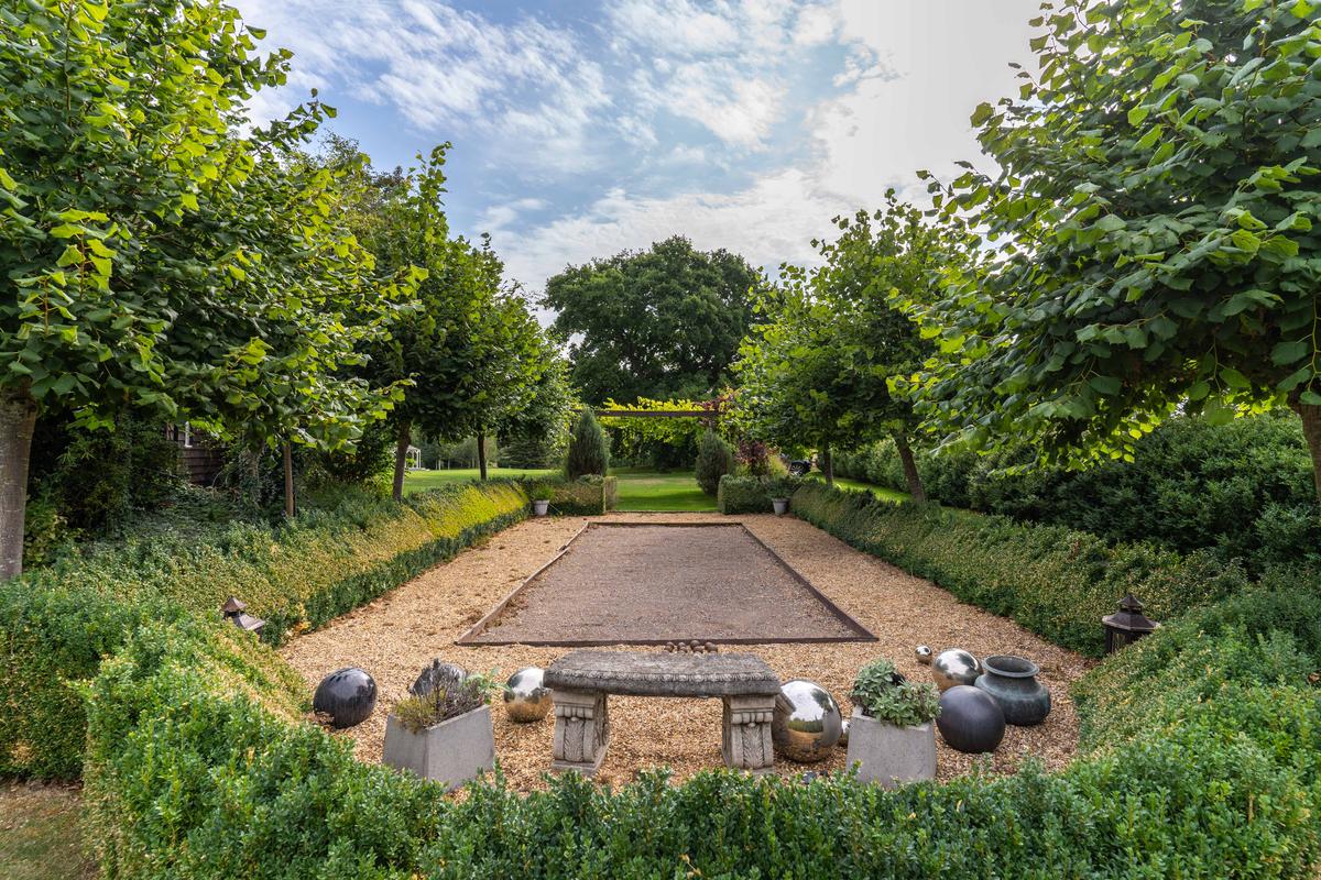 Beyond the sunken garden with a fascinating water feature lies a pagoda on the manicured lawn, with ample other natural spaces for a picnic or quiet afternoon. (Courtesy of Mullucks - Part of Hunters)