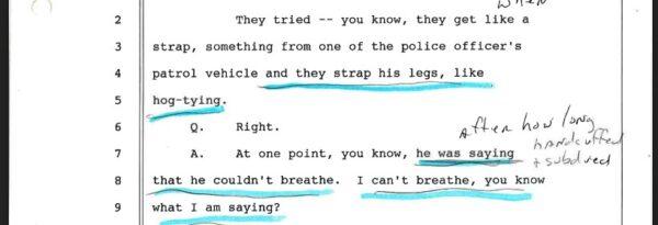 Screenshot from deposition of security guard, Santiago Diaz, who witnessed the Jan. 7, 1998, arrest of Tom Laresca for allegedly breaking into his own house. (Courtesy of Tom Laresca)