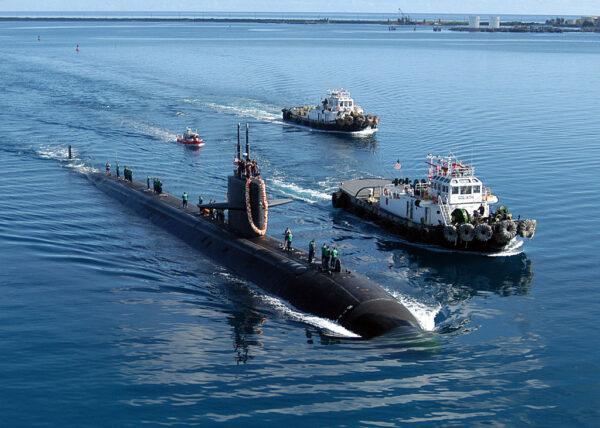 The Los Angeles-class submarine USS San Francisco from a five-month deployment in Apra Harbor, Guam, on June 4, 2004. (Mark A. Leonesio/U.S. Navy via Getty Images)