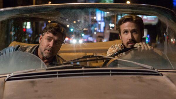 Russell Crowe as Jackson Healy (L) and Ryan Gosling as Holland March on their way to solve a crime, in "Nice Guys." (Warner Bros.)