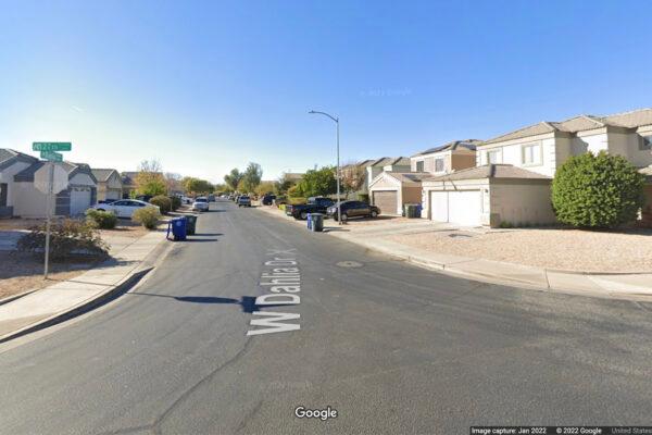 A Google Map view of a street in El Mirage, Ariz., where an alleged human smuggler was holding illegal immigrants on Sept. 23, 2022. (screenshot)