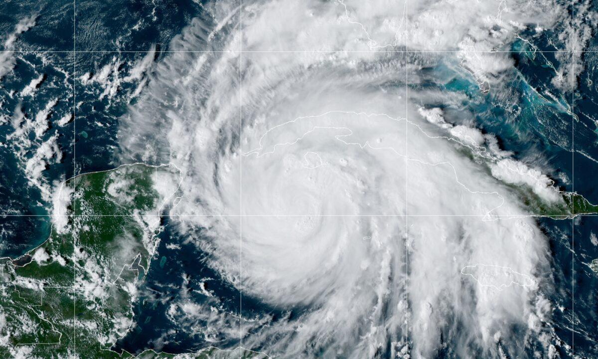 This satellite image shows Hurricane Ian south of Cuba at 4:30 p.m. ET on Sept. 26, 2022. (CIRA/NOAA)
