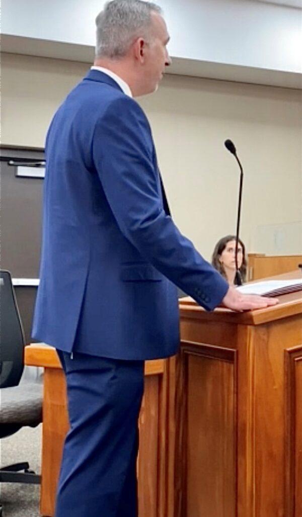 Shawn Hayston speaks at a Pasco County School Board meeting in 2021. (Photo courtesy of Chelsi Stahr)