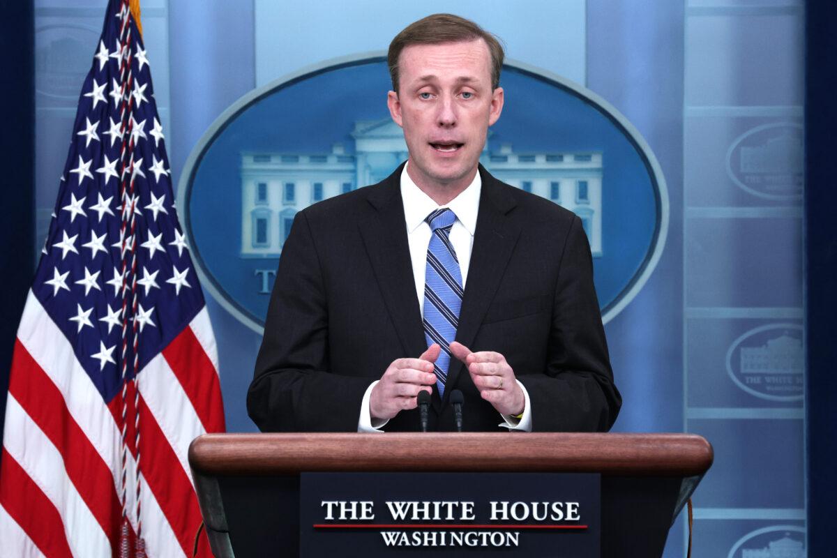 National Security Adviser Jake Sullivan speaks during the daily news briefing at the James S. Brady Press Briefing Room of the White House in Washington on Sept. 20, 2022. (Alex Wong/Getty Images)