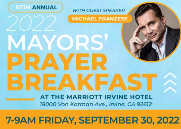 Hosted by the nonprofit ministry Orange Coast Christian Outreach, the 57th Mayors’ Prayer Breakfast will be held at the Marriott Hotel in Irvine, Calif., on Sept. 30, 2022.