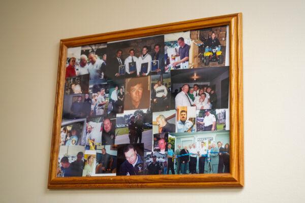 Pictures showcase the memories Paul Arteta has gathered during his career in law enforcement. (Cara Ding/The Epoch Times)