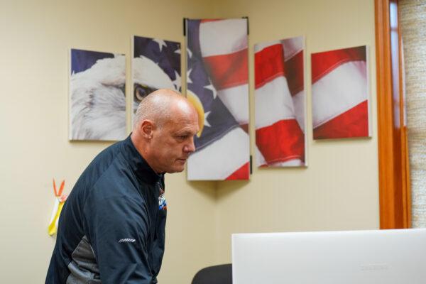 Paul Arteta in his office at Montogometry Police Department in N.Y. on Sept. 27, 2022. (Cara Ding/The Epoch Times)