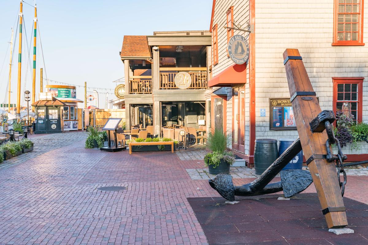 Entrance to Bowen's Wharf, historic shopping and dining destination in Newport Harbor (Paul Brady Photography/Shutterstock)