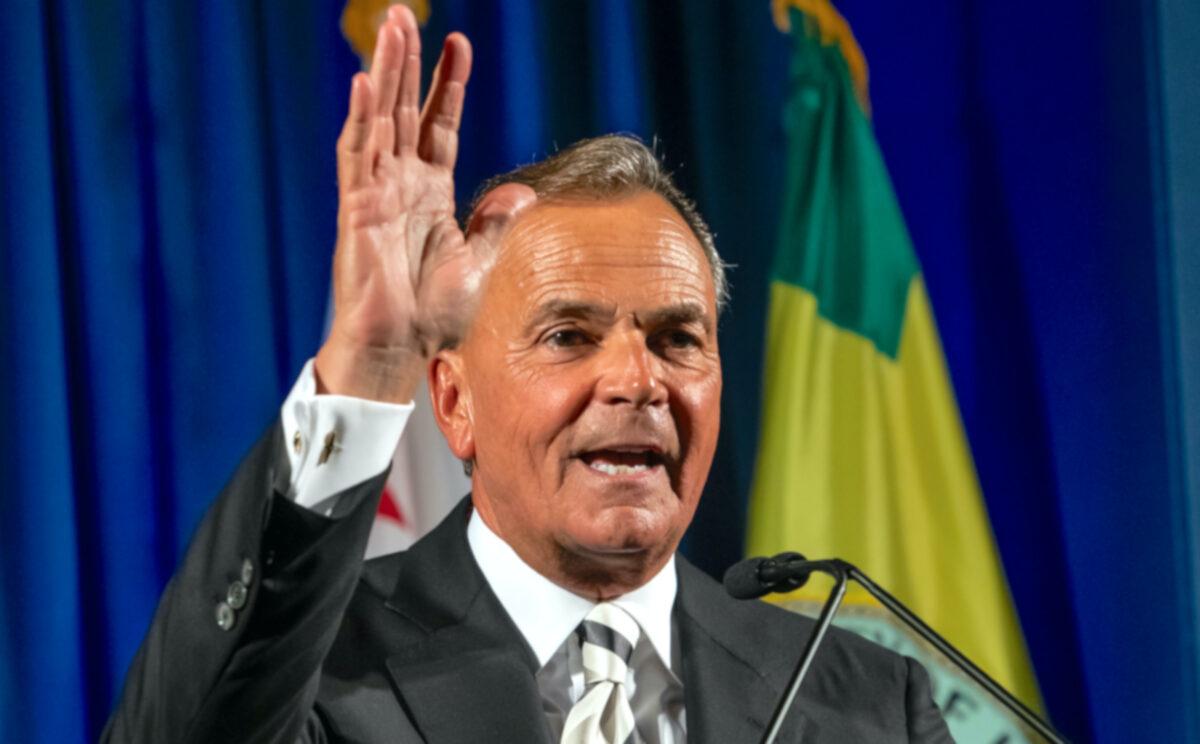 Los Angeles Democratic Mayoral candidate Rick Caruso hosts a primary night event in Los Angeles on June 7, 2022. (Apu Gomes/Getty Images)