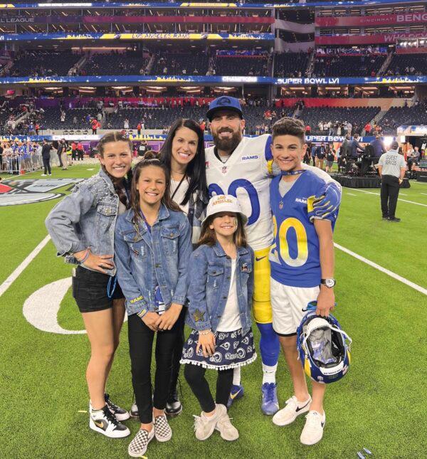 Weddle with his family after the Los Angeles Rams won the Super Bowl. (Courtesy of Eric Weddle)