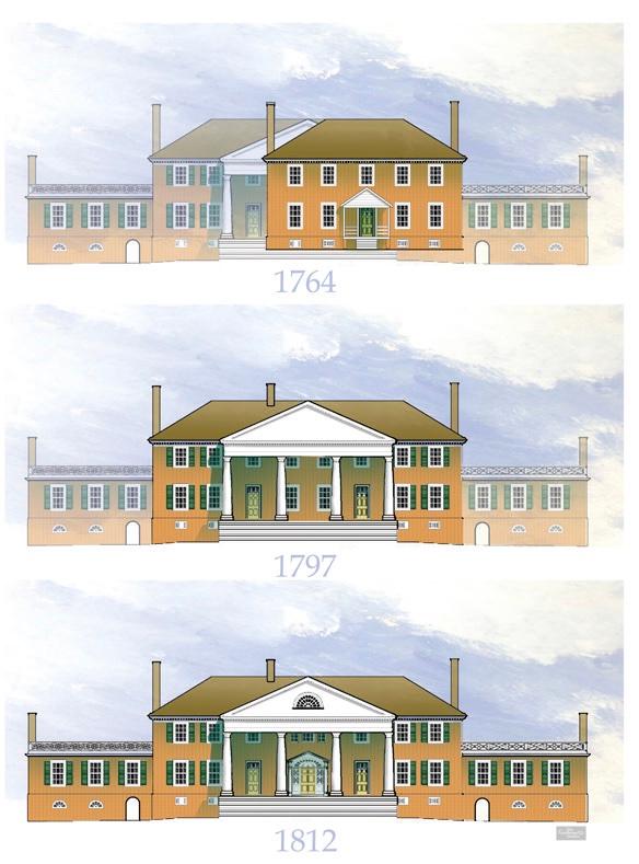 An architectural drawing of the evolution of Montpelier, by Bob Kirchman. (Courtesy of Montpelier)