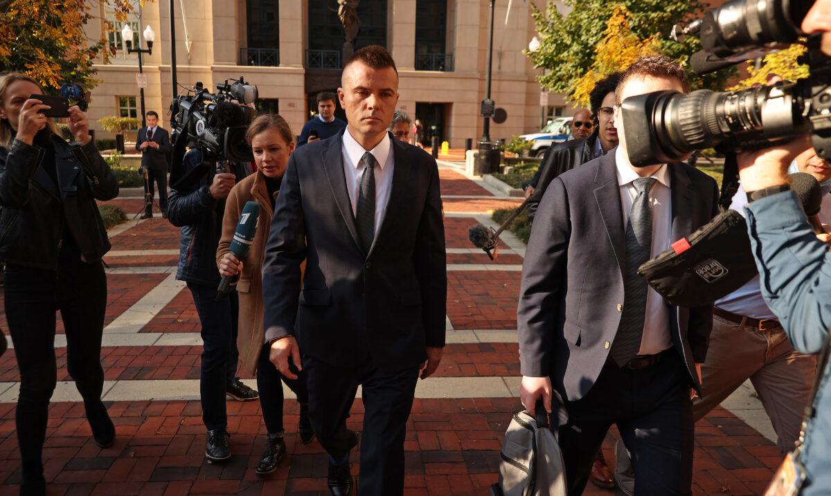  Igor Danchenko leaves the U.S. courthouse after his arraignment in Alexandria, Va., in a Nov. 10, 2021, file image. (Chip Somodevilla/Getty Images)