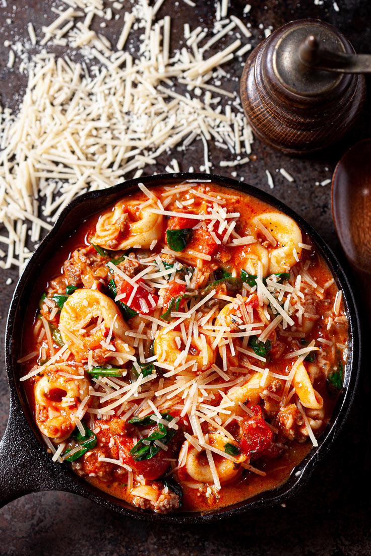 30-Minute Tuscan Tortellini with Sausage and Spinach