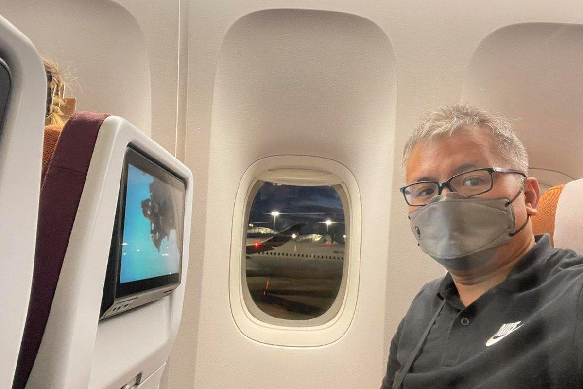 Chan successfully boarded the plane to Bangkok on his way to the UK on Sept. 29. (Facebook photo from Ronson Chan)