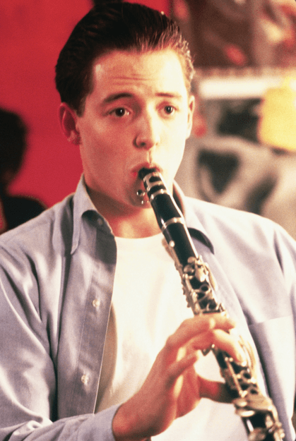 Ferris Bueller (Matthew Broderick) can't play the clarinet, but that insignificant fact is not about to cramp his style, in "Ferris Bueller's Day Off." (Paramount Pictures)