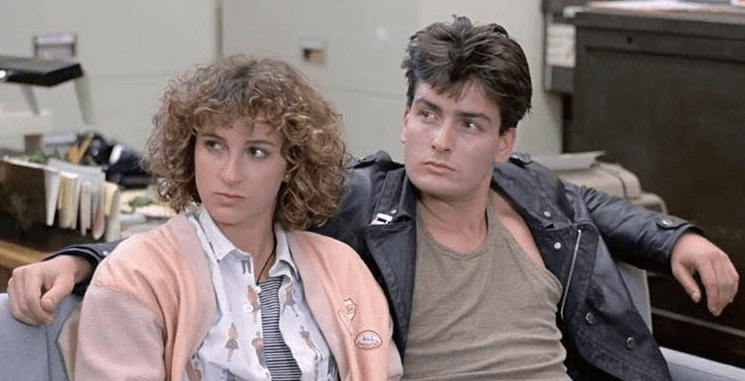 Jeanie Bueller (Jennifer Grey) and her new juvenile delinquent boyfriend (the uncredited Charlie Sheen), in "Ferris Bueller's Day Off." (Paramount Pictures)
