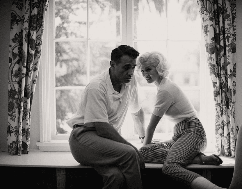 Bobby Cannavale and Ana de Armas as Joe DiMaggio and Marilyn Monroe, in "Blonde." (Netflix)