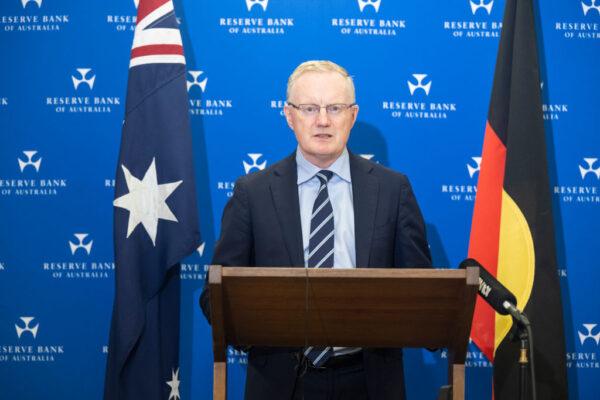 Governor of the Reserve Bank of Australia Philip Lowe speaks during a press conference in Sydney, Australia, on May 3, 2022. (Louie Douvis–Pool/Getty Images)