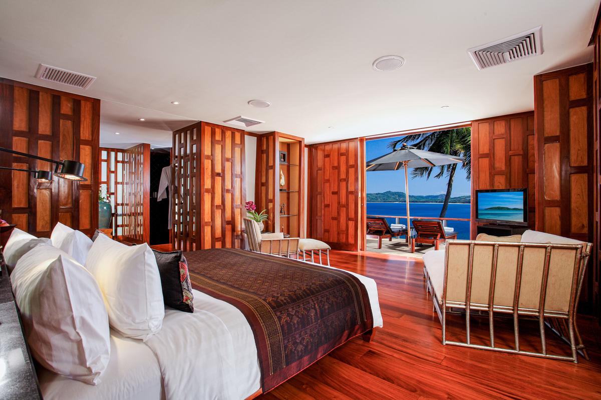 The villa’s pavilions each have a unique bedroom with ensuite features, plus unobstructed views of the sea. (Courtesy of owners and Sotheby’s Concierge Auctions)