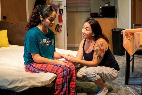 (L–R) Bryanna Ciera Colón as Angel goes through teenage growing pains as her mother, Alma, played by Jazmín Corona, tries to advise her in the world premiere of "Alma." (ArtWest)