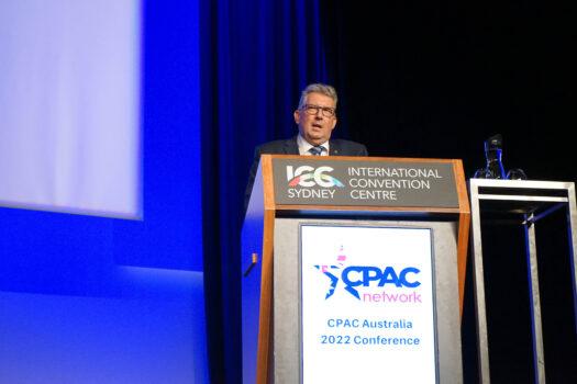 Keith Pitt, Nationals Party MP of the Division of Hinkler in Queensland, speaking at the Conservative Political Action Conference in Sydney, Australia on Oct. 1, 2022. (Horace Young/The Epoch Times)