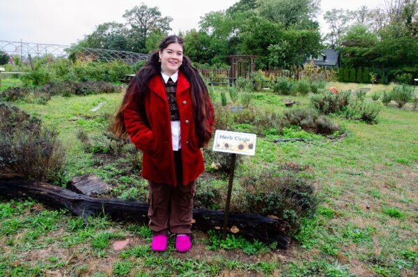 Certified herbologist, Jocelyn Wolffe, at the herb garden at Crossroads Farm in Malverne, Long Island. (Courtesy of Dave Paone/The Epoch Times)