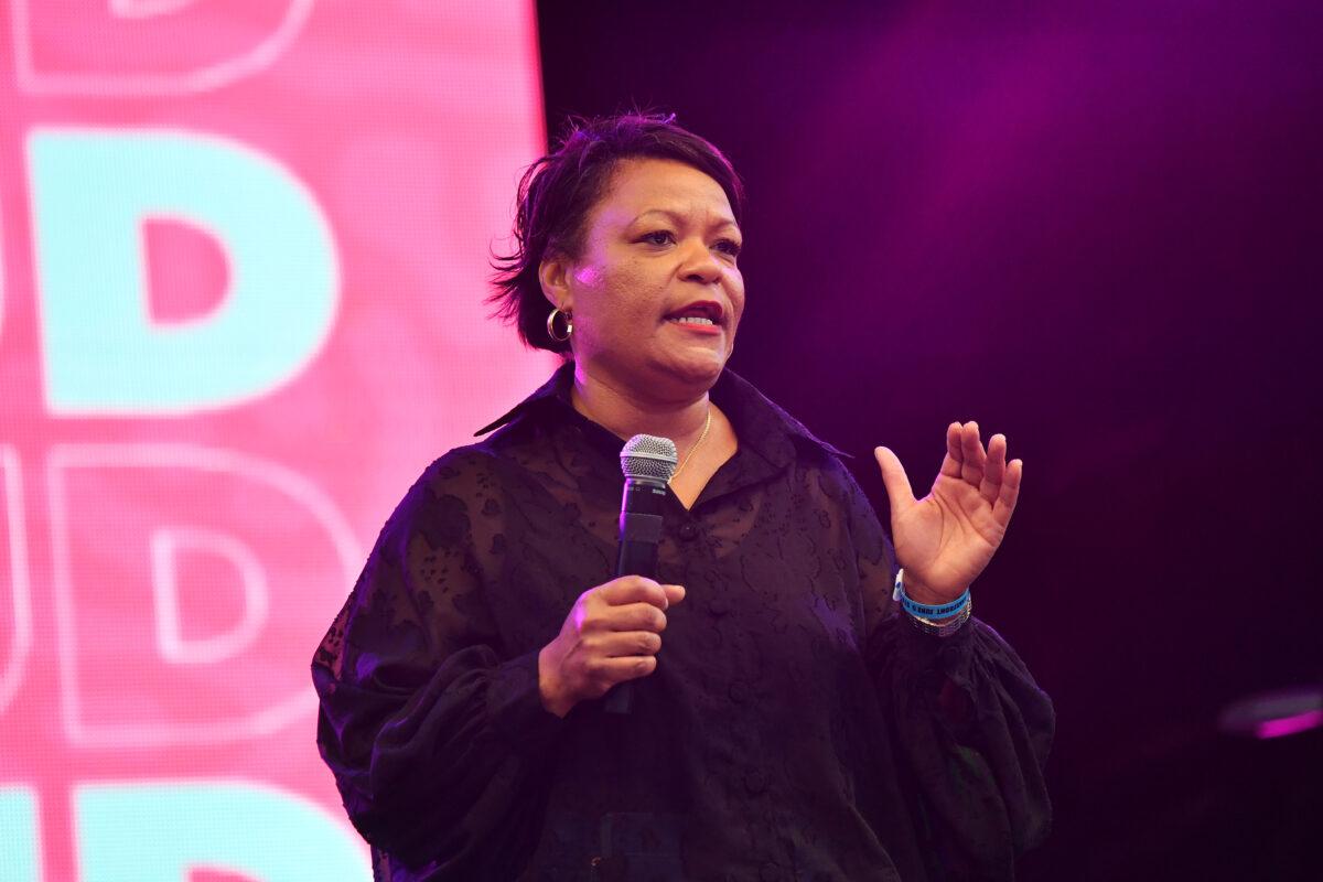 Mayor LaToya Cantrell speaks onstage at the Evening Concert Series during the 2021 ESSENCE Festival Of Culture presented by Coca-Cola at the University of New Orleans in New Orleans, Louisiana, on June 26, 2021. (Paras Griffin/Getty Images)
