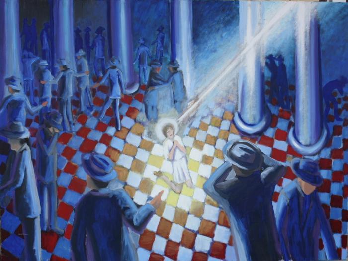 A painting by Howard Storm depicts the strange figures who tormented him in a hellish realm during his near-death experience. (Courtesy of <a href="https://www.facebook.com/profile.php?id=100023131395216">Howard Storm</a>)