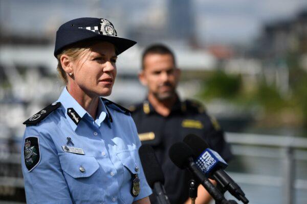 Australian Federal Police Assistant Commissioner Justine Gough speaks to the media in Sydney, Australia, on April 19, 2020. (AAP Image/Joel Carrett)