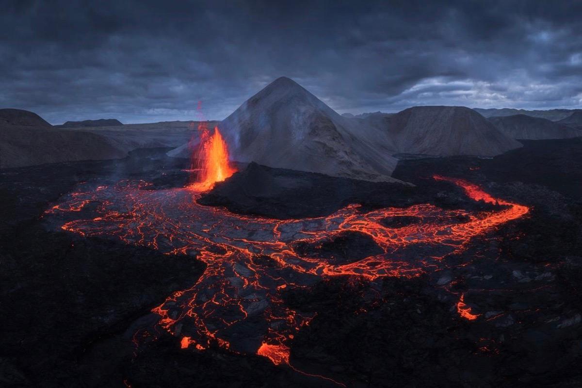 When Kelvin Yuen visited Iceland Geldingadalir in 2022, he encountered a volcanic eruption and shot this magnificent scene. (Courtesy of Kelvin Yuen)