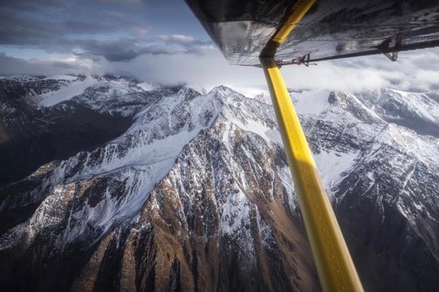 The snow-capped mountains that Kelvin Yuen flew over in the seaplane. (Courtesy of Kelvin Yuen)