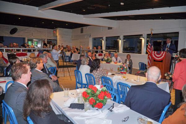 Stephen Moore, former senior economic advisor to President Donald Trump and senior economist at FreedomWorks, was keynote speaker at the Freedom Festival Banquet at the Rusty Rudder on Oct.  7, 2022. (Lily Sun/The Epoch Times)