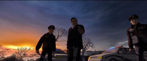 In an animated scene from the documentary "Eternal Spring," CCP agents capture one of the people who hacked Changchun media. (Lofty Sky Pictures)