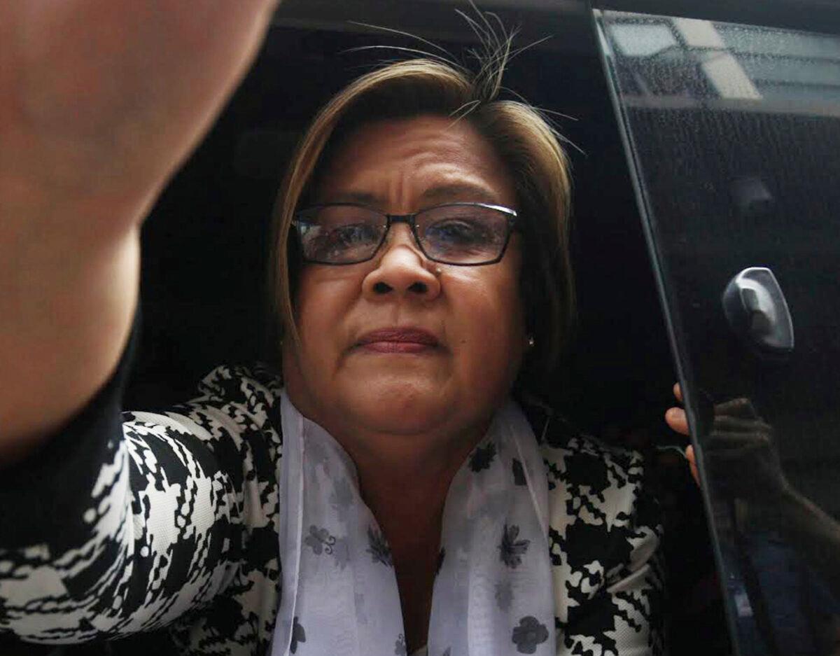 Philippine then opposition Senator Leila de Lima arrives at a regional trial court for a brief personal appearance in Paranaque city southeast of Manila, Philippines on Feb. 24, 2017. (AP Photo)