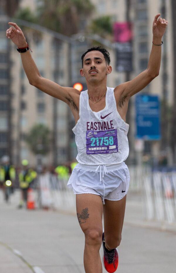 Raymon Ornelas wins the Men’s Marathon in Long Beach, Calif., on Oct. 9, 2022. (Courtesy of Crash Kamon)