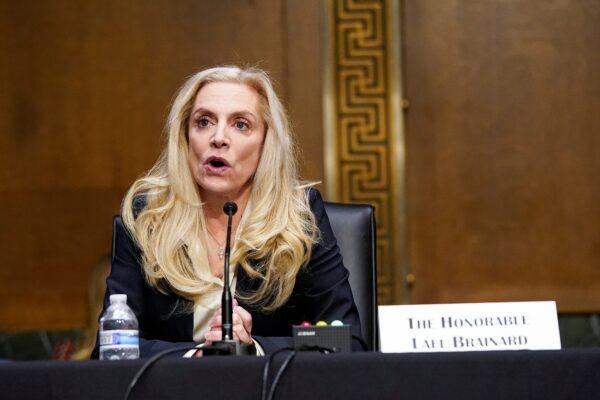 Federal Reserve Board Governor Lael Brainard testifies before a Senate Banking Committee hearing on her nomination to be vice chair of the Federal Reserve, on Capitol Hill in Washington, on Jan. 13, 2022. (Elizabeth Frantz/Reuters)