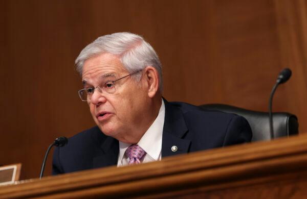 U.S. Sen. Bob Menendez (D-N.J.) questions Securities and Exchange Commission (SEC) Chair Gary Gensler as he testifies before the Senate Banking, Housing, and Urban Affairs Committee, on Capitol Hill, in Washington on Sept. 15, 2022. (Kevin Dietsch/Getty Images)