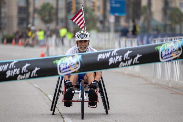 Participant and one of the winners of the 38th annual Long Beach Marathon in Long Beach, Calif., on Oct. 9, 2022. (Courtesy of Crash Kamon)