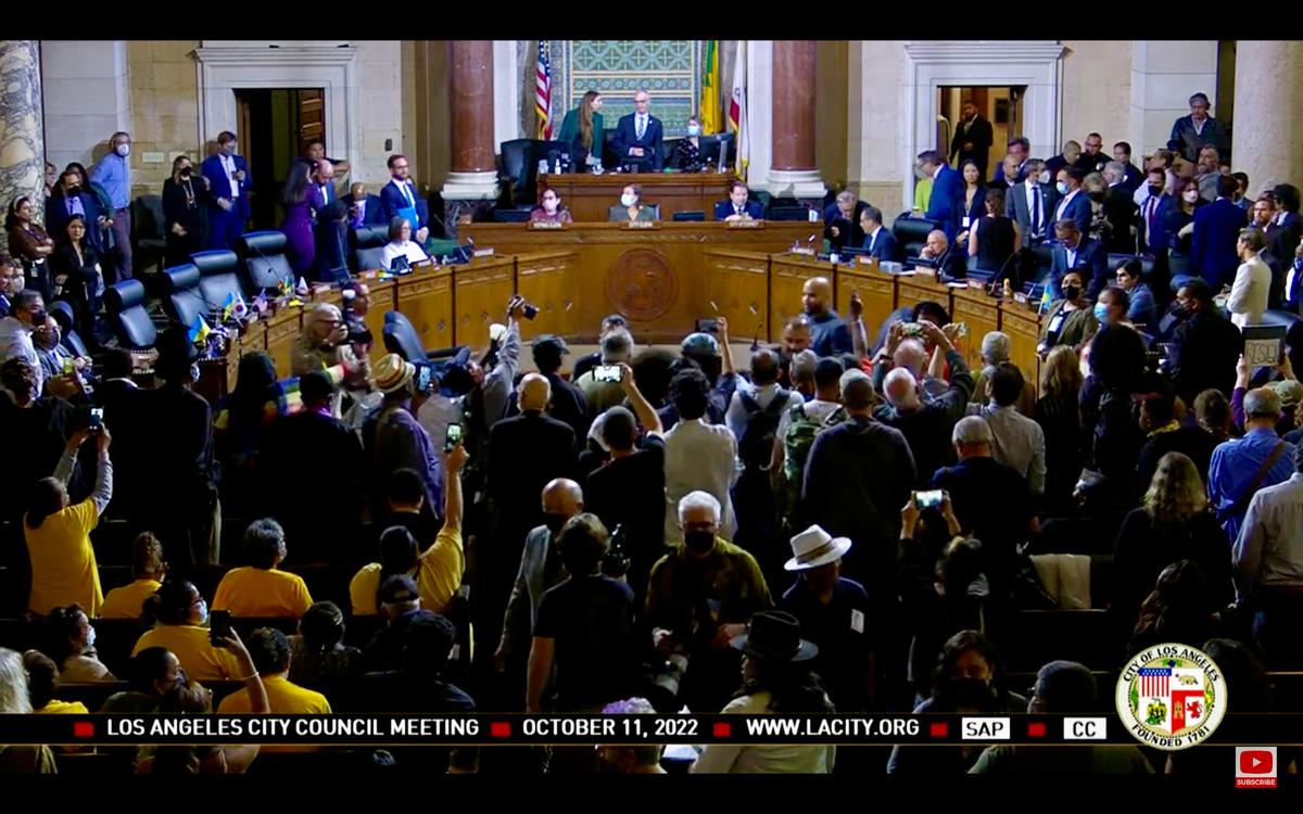 Angry Protesters Interrupt LA City Council Meeting After Audio Leak