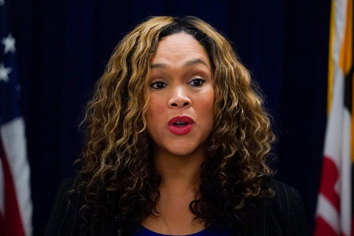 Marilyn Mosby, Maryland State Attorney for Baltimore City, speaks during a news conference pertaining to a case against Adnan Syed, in Baltimore on Oct. 11, 2022. (Julio Cortez/AP Photo)