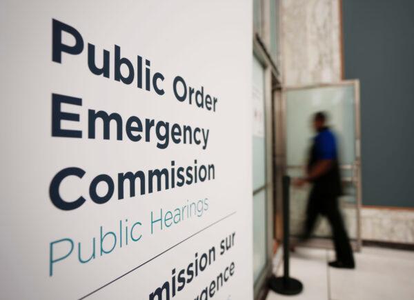 Final preparations are made prior to the start of the Public Emergency Order Commission in Ottawa on Oct. 13, 2022. (Sean Kilpatrick/The Canadian Press)