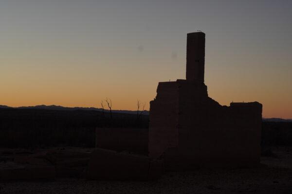 Old St. Thomas, Nev., truly is a ghost town in the twilight afterglow on Oct. 13, 2022. (Allan Stein/The Epoch Times)