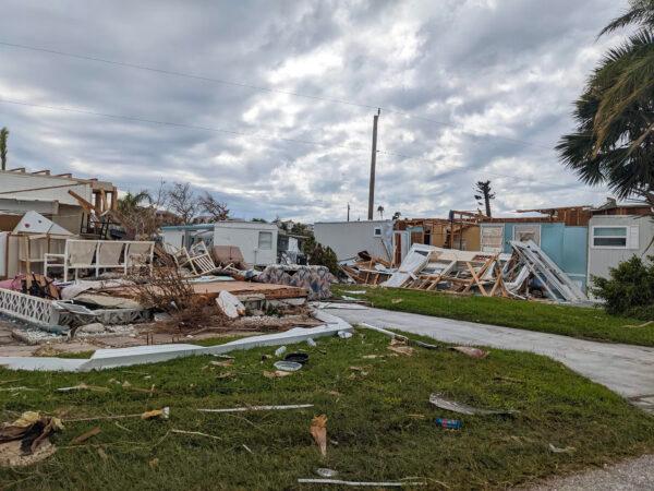 Photo of devastation wrought by hurricane Ian on the senior living community of Gasparilla Mobile Estates in Placida, Fla., on Sept. 29, 2022. (Courtesy of Bobby Beaumont)