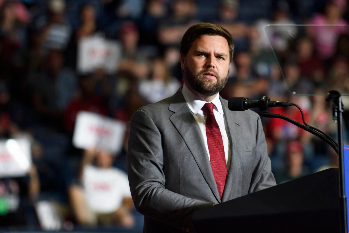 J.D. Vance, then-candidate for the U.S. Senate, speaks to supporters at a rally in Youngstown, Ohio, on Sept. 17, 2022. (Jeff Swensen/Getty Images)