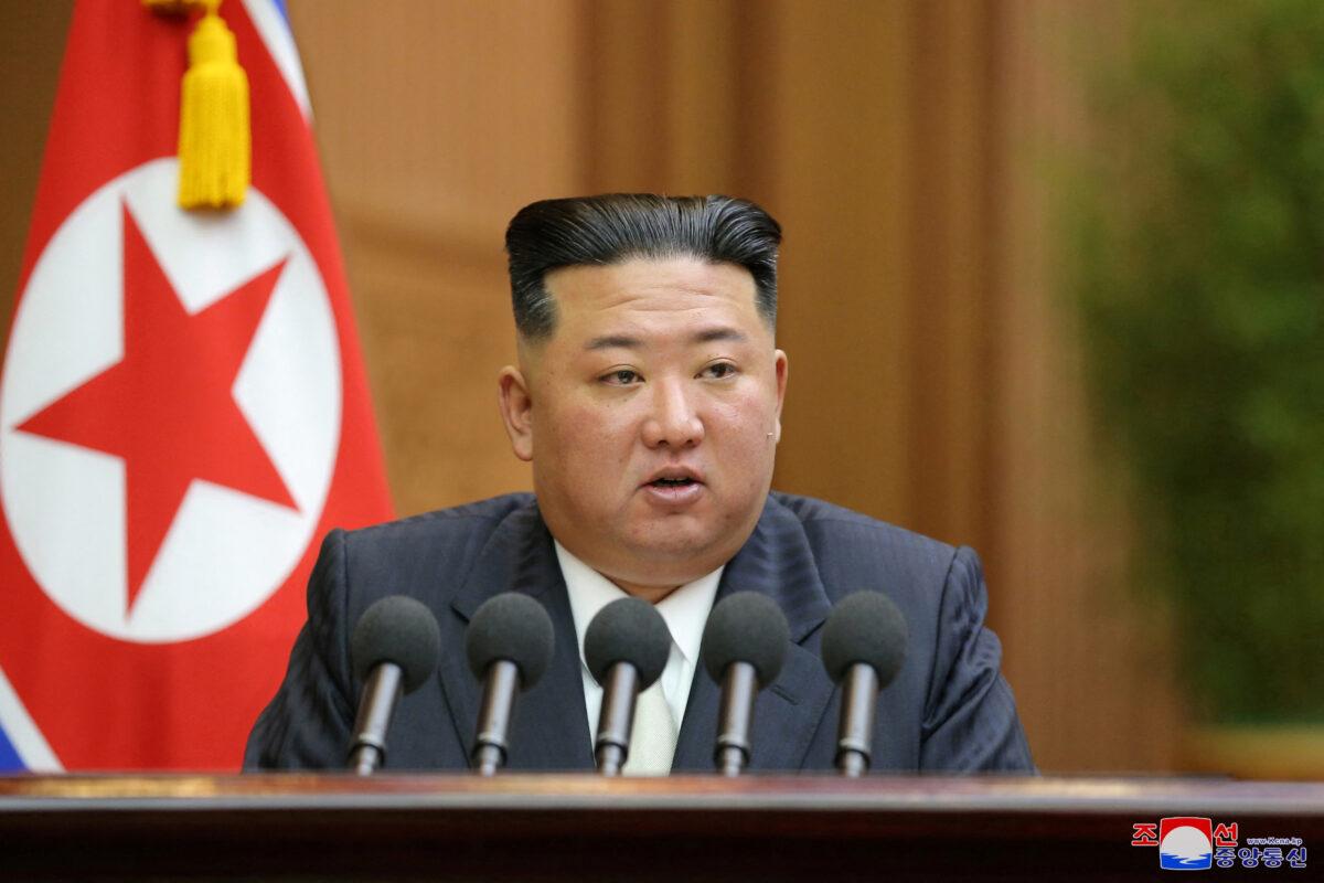 North Korea's leader Kim Jong Un addresses the Supreme People's Assembly, North Korea's parliament, which passed a law officially enshrining its nuclear weapons policies in Pyongyang, North Korea, on Sept. 8, 2022. (KCNA via Reuters)