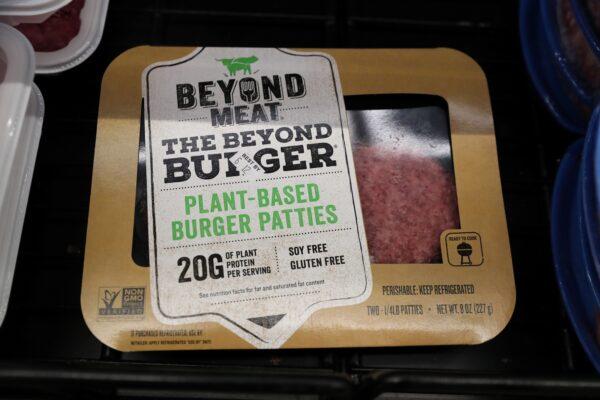 A Beyond Meat Burger on display at a store in Port Washington, N.Y., on June 3, 2019. (Shannon Stapleton/Reuters)