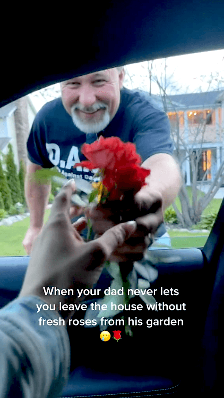 Steve Adams gives Cassi a fresh rose from his garden. (Courtesy of <a href="https://www.instagram.com/cassiadams_/">Cassi Adams</a>)