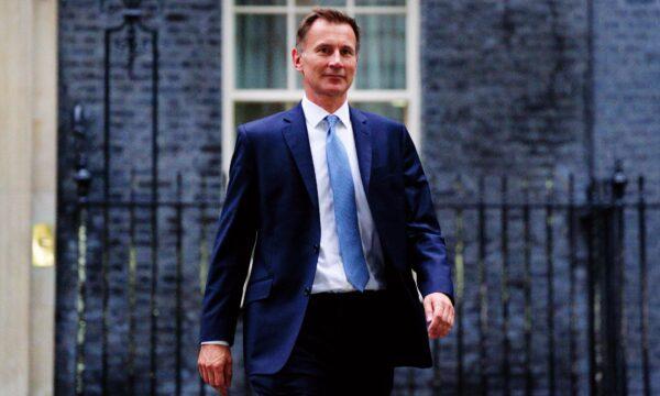 Jeremy Hunt leaves 10 Downing Street in London after he was appointed chancellor of the exchequer, on Oct. 14, 2022. (Victoria Jones/PA Media)