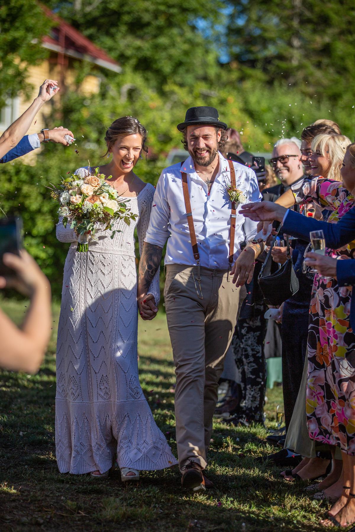 Veronika Lindberg and her husband celebrating among family and friends on their wedding day. (Courtesy of Jonas Kukkonen)