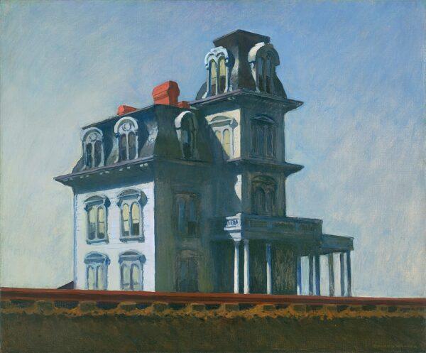 Dull colors seem to indicate the one-impressive house has fallen into decay. “The House by the Railroad,” 1925, by Edward Hopper. Oil on canvas. 24 inches by 29 inches. Museum of Modern Art. (Public Domain)